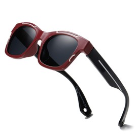 DUCO Polarized Kids Sunglasses Boys Cute Unbreakable Sunglasses for Kids UV400 Protection Age 5-10 K019(Red Frame Black Temple)