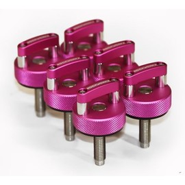 ROCKWORKX CNC Billet Aluminum Hard Top Quick Removal Fastener Thumb Screw, Integrated D Ring, Compatible with Jeep Wrangler JK 2007-20018, JL 2018-2022 & Gladiator JT (Pink)