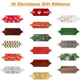 Cloison 16 PCS Christmas Pull Bows, 5” Xmas Christmas Wrap Ribbon Pull Bows, Colorful Christmas Bows for Gift Wrapping, Wine Bottles, Basket Decorations, Bouquets, and Hampers