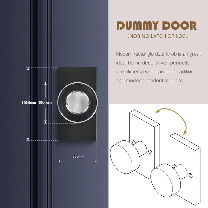 Newlaking Dummy Door Knob Set - Crystal Glass Non-Locking Door