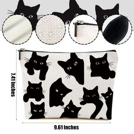 DHKG Cat Makeup Bag Cat Gifts Cosmetic Bag Cat Lover Gifts for Women Girls Friends Coworker Cat Themed Gifts Cat Stuff Travel Organizer Zipper Pouch Graduation Birthday Friendship Gifts