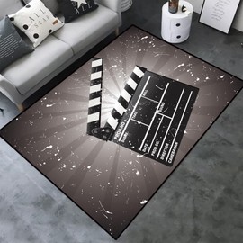 Movie Clapboard Area Rug Movie Night Home Theater Film Art Rugs Cinema Area Carpet Non-Slip Home Decoration for Bedroom Living Playing Room (Movie-2)