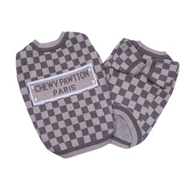 Everything Chic Designer Dog Clothes Sweater Shirt Outfit Small XS Teacup Cute Dogs Puppies French Bulldog Dachshund Chihuahua Cats Maltese Boy Girl (XX-Large, DamierParis)