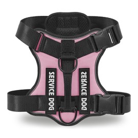 Belababy Dog Harness Small Medium Large, Reflective Tactical No Pull Harness for Dogs in Training, Adjustable Soft Service Pet Vest with Easy Control Handle, Pink, XS