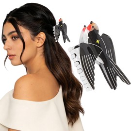 Novelty Black bird Hair Clips for Women Girls, Big Funny Swallow Claw clips Non-Slip Animal Acetate Hair Accessories for Thick/Thin Hair Party Daily