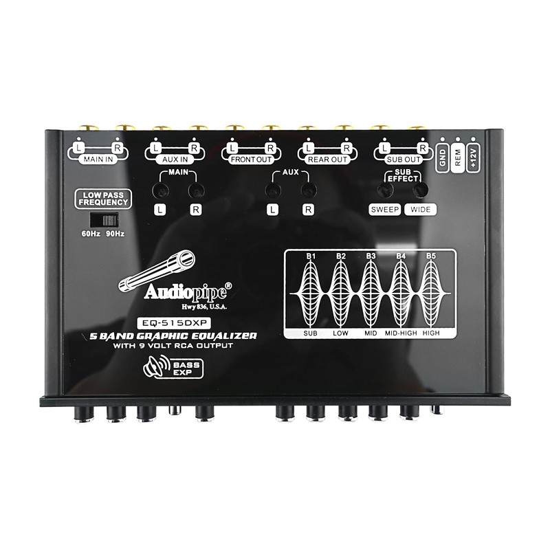 Audiopipe 5 Band Graphic Equalizer with 9 Volt RCA Output