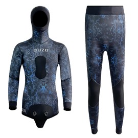 Men Spearfishing Wetsuit Neoprene 3mm 1.5mm Camouflage Diving Suit 2pcs Set for Hunting,Scuba Dive,Freediving,Snorkeling (3MM Camo Blue, Small)