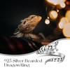 HUKKUN Bearded Dragon Rings 925 Sterling Silver Adjustable Bearded Dragon