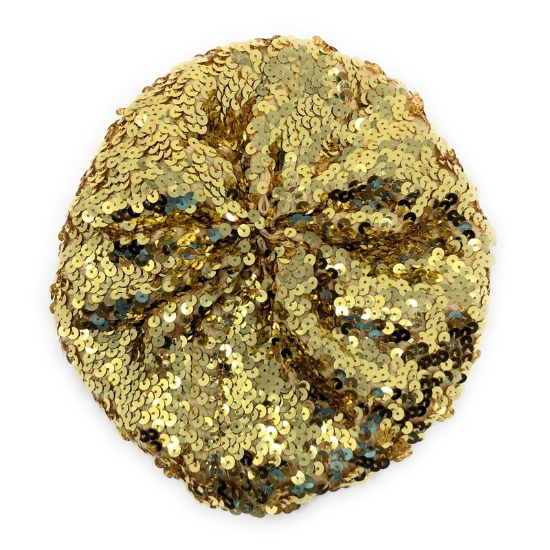 Cadoline Gold Womens Elastic Sequin Polyester Flapper Cap Hat 23cm