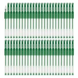 OFFICER PRODUCTS Gel Ballpoint Pen, Pack of 50, Gel Ink Colour: Green, Ball Diameter: 0.5 mm, Gel Pens, Waterproof and Non-Fading Ink, Rubber Grip