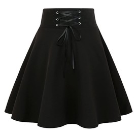Gothic Skirt for Women Trendy Cosplay Alternative Emo Alt Kawaii Grunge Gothic Clothes Rave Outfits Cute Goth Y2K Skirt(Large, A Pure Black)
