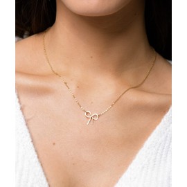 Bow Necklace, Ribbon Knot Pendant Necklace, Tie the Knot Choker Minimalist Jewelry Gift for Women, Bow Tie Necklace, Best friends (Customize Length and Metal)