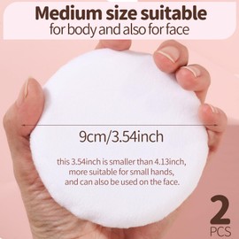 Teenitor 2pcs Powder Puff 3.54inch Medium Body Powder Puff, Powder Puff for Body Powder, Powder Puffs, Soft Velour Powder Puffs, Body Powder Puff and Container White