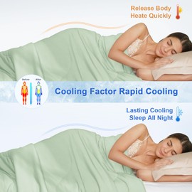 PHF Cooling Comforter Twin for Hot Sleepers, Soft Double Side Cooling Blanket for Night Sweats Absorbs Body Heat, Q-Max>0.5 Arc-Chill Cool Lightweight Summer Cold Comforter, 60"x80", Green