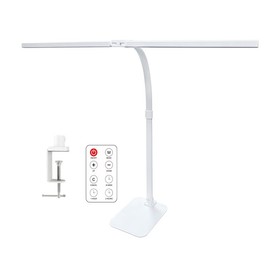 LED Desk Lamp for Office Dorm Home - Eye Caring Desk Light with Timer of Remote Control 24W 5 Color Brightest Dual Screen Computer Monitor Gooseneck Dimmable Table lamp with Anti-Glare Cover Base