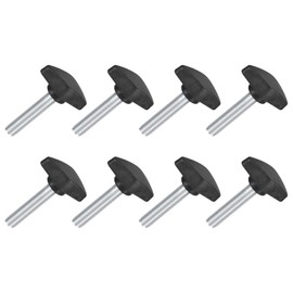 QUARKZMAN Pack of 8 Tea Wing Knobs Thumb Screws, M8 x 40mm Male Thread Carbon Steel T-shaped Thumb Screw Handle 36mm Diameter for Hand Tightening Knob Replacement, Black