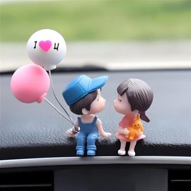 Home desktop car computer figurine ornaments - Color: A couple in love + balloons