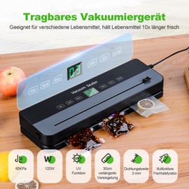 obecilc Vacuum Sealer 65kPa Precision Suction 7 in 1 Food Sealer with 10 Vacuum Bags and Built-in Cutter, Dry and Wet Mode, Ideal for Kitchen, Restaurant and Home Use