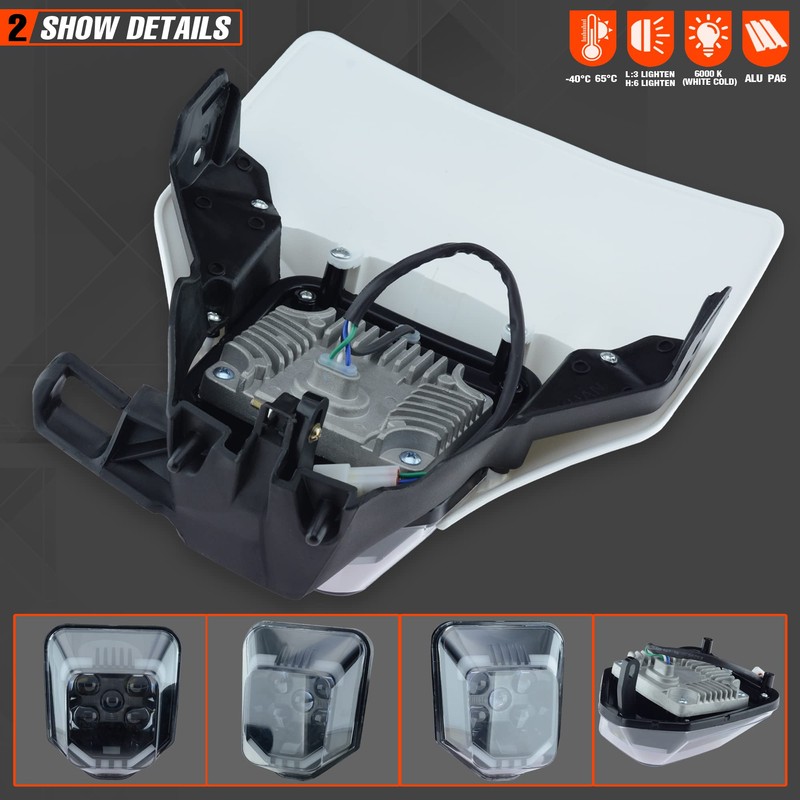 fewfuss Universal Dirt Bike LED Headlight - Motorcycle Pit Bike