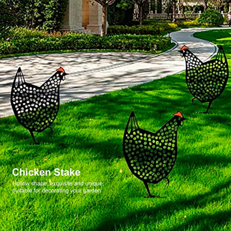 5Pcs Chicken Stakes Set Acrylic Animal Shape Statues Decoration for