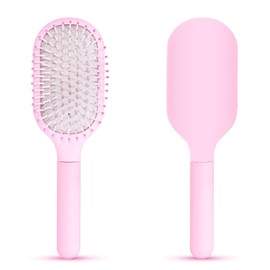 Arthaxi Hair Brush for Women, Detangler Brush Full Sized, Detangling Paddle Brush Pain-free on All Hair Textures, Pink and Light Grey Cushion Base, 1 Pack