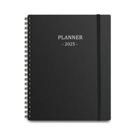 Planner 2025, Weekly Planner Runs Jan 2025 to Dec 2025, 2025 Planner with Sturdy PP Cover, Weekly Planner 2025, Laminated Tabs, Twin Wire Binding, Elastic Bond, Black A5 Weekly Monthly Planners 2025