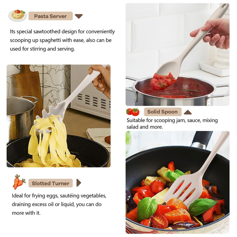 TeamFar Kitchen Cooking Utensils, 10 pcs Silicone Cooking Utensils Set,