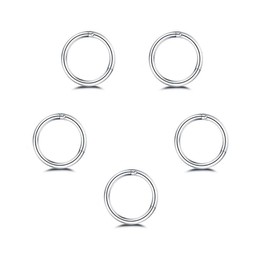 5Pcs Stainless Steel 16G 18G Sleeper Hoop Earrings for Women Men Septum Hinged Clicker Nose Lip Ring Helix Daith Cartilage Tragus Piercings Tiny Small Huggie Hoops Hypoallergenic Sensitive Ears