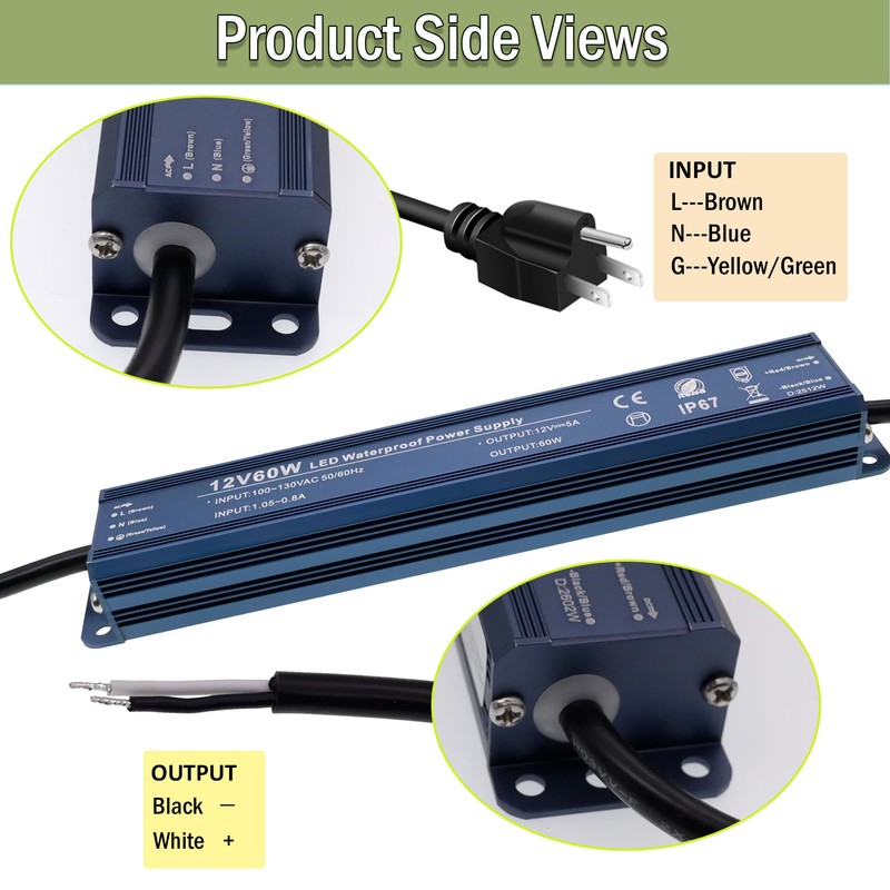 FSJEE 12V 60W LED Power Supply, Waterproof IP67 Constant Voltage