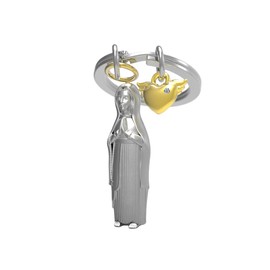 Jesus Religion Heart Keyring, Chrome, One Size, Antique