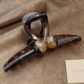 Resweky Haarspangen mit großen Perlen, braun, niedliche Haarspange für Damen und Mädchen