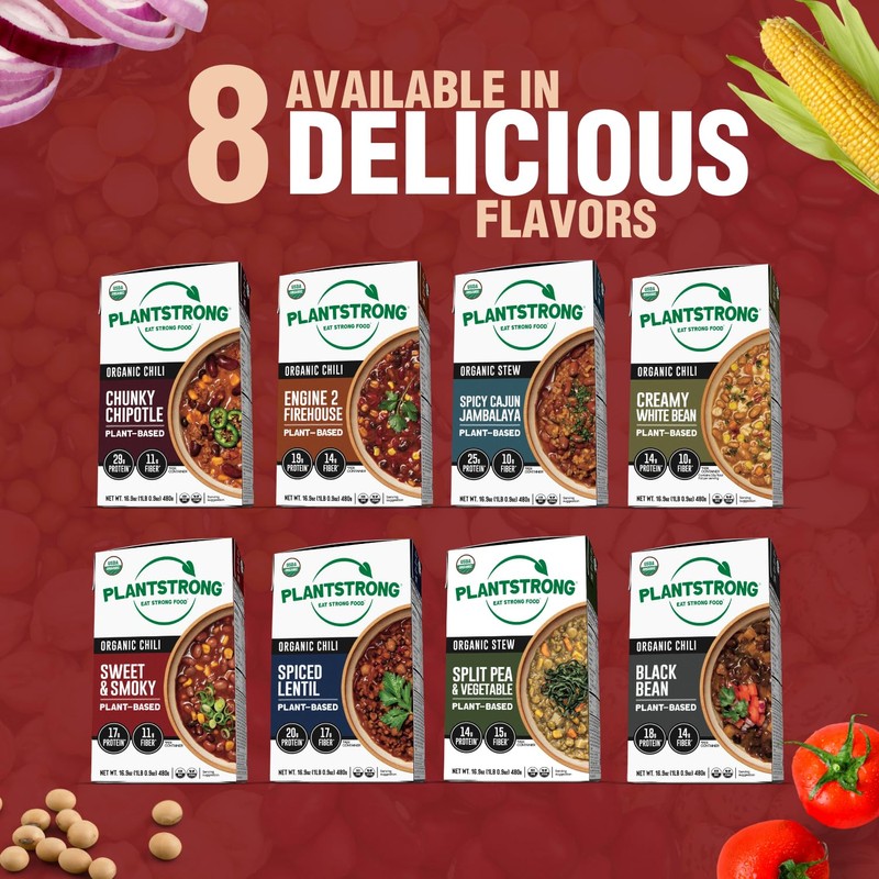 PLANTSTRONG Chili & Stew – USDA Organic, Non-GMO, Plant-Based, Vegan,