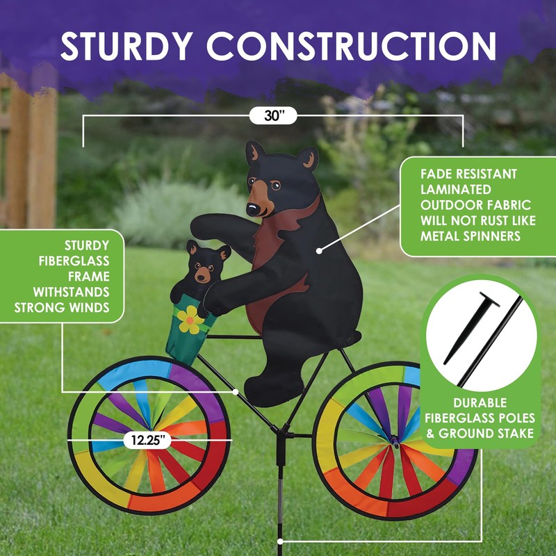 Bike Spinner Black Bear 30" – Majestic Wildlife Design, Weather-Resistant