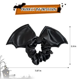 2 Pcs Halloween Bat Hair Scrunchies for Women Black Bat Shaped Ribbon Elastic Hair Ties Goth Scrunchies Cute Halloween Rubber Band Party Decoration Accessories