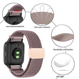 Issinlky Nylon Braided Strap for Garmin Venu Sq/Sq Music/Venu Sq 2/Sq 2 Music, 20 mm Elastic Bracelet for Garmin Venu 2 Plus/Vivoactive 3/Vivoactive 5/Garmin Venu/Vivomove HR/Forerunner 55 245 645