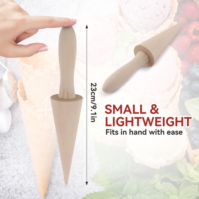 Waffle Cone Roller,Ice Cream Cone Mould,Waffle Cone Maker,Wooden Cone Mold