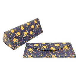 Real Sic Glasses Case for Men and Women - Magnetic Folding Hard Shell Sunglass Holder - Vegan Leather Eyeglass Protector, Variety of Styles Inspired by Activities/Hobbies - (Fiesta Guitars)