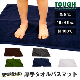 Bath Mat, 2 Pieces, Commercial Use, Bulk Buy, 100% Cotton, Thick, Absorbent, Quick Drying, Durable, Top and Bottom Hem Specifications, 17.7 x 25.6 inches (45 x 65 cm), Dryer Safe, Charcoal Gray [19 inches]