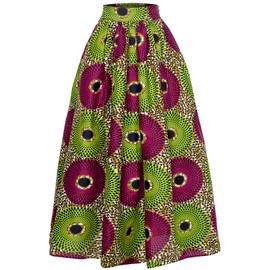Shenbolen Women African Print Skirts Dashiki Long Skirt(A,XX-Large)