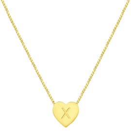 YL Initial Necklace 925 Sterling Silver Heart Letter Pendant 18K Gold X Alphabet Necklace for Women, Metal, cubiu zirconia