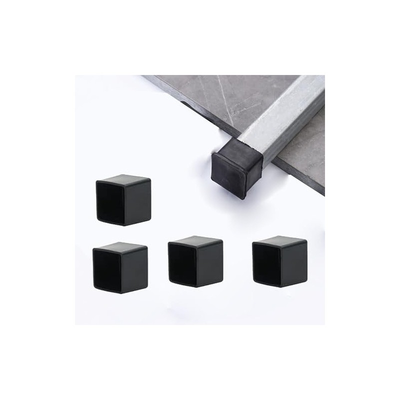 20mm Black Plastic Covers, Square End Caps for Tube Chairs