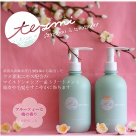 tezmi Tezumi Moisture Repair Treatment, Set of 2 [Ume Fruit Extract Blending, Mild Treatment, Moisturizing, Supple, Takasaki City's White Kaga Plum, 13.5 fl oz (400 ml) each] (2 Treatments)