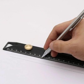 HONGDUI HD26 260mm Aluminum Alloy Precision Pocket Ruler, Multifunctional Scribing Ruler with Slide Stops