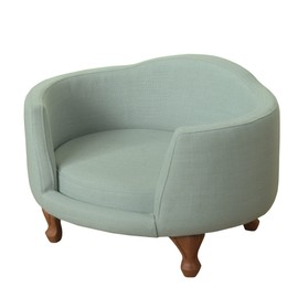 HomePop Home Decor | Upholstered Curved Pet Bed | Luxury Cat & Dog Beds & Furniture | Round Pet Bed Created with Stain Resistant Fabric, Aqua Woven
