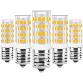(5Pack) E17 LED Bulb Dimmable,E17 Intermediate Base,T7 4W 40W Incandescent Equivalent,Warm White 3000K,Fit for Over Stove Appliance, Range Hood, Refrigerator,Microwave Over Stove Bulb Replacement.