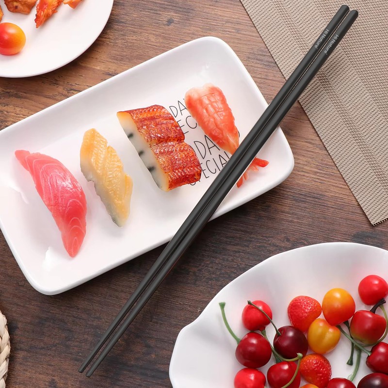 HI NATURE Chopsticks Set, Stainless Steel, Reusable, Non-Slip Metal Chopsticks,
