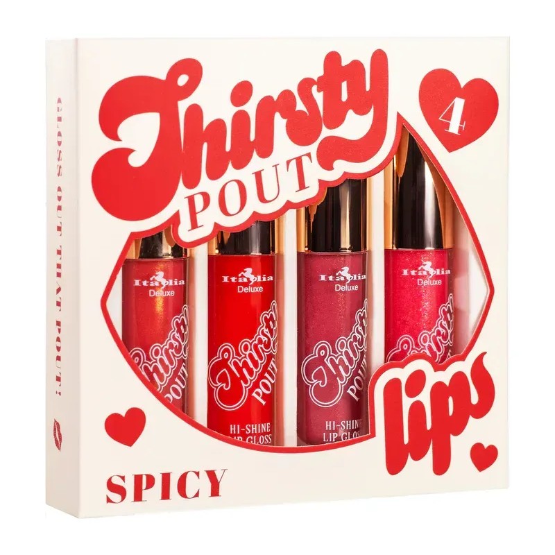 Set Gloss Labiales Thirsty Pout Spicy Italia Deluxe 4 Pzas