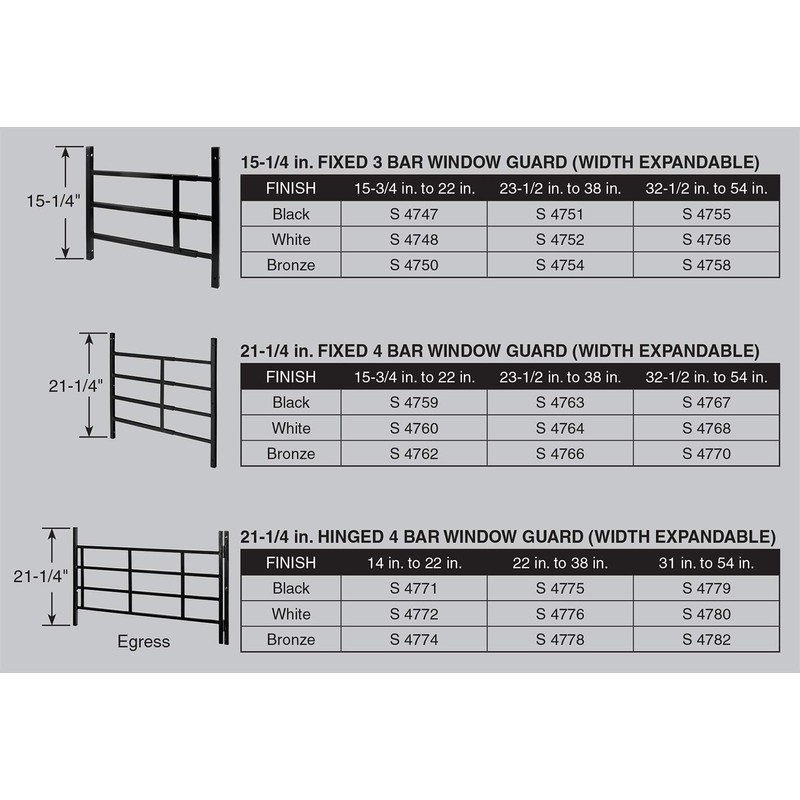 Prime-Line S 4763 Fixed Window Guard – 4-Bar Window Guard