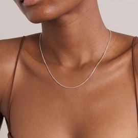 Goldegg 925 Sterling Silver Necklaces for Women,1.1mm Box Chain 16 Inch