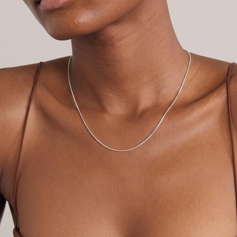 Goldegg 925 Sterling Silver Necklaces for Women,1.1mm Box Chain 16